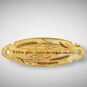 Swedish Proverb Bread Board Wooden Folk Art 1950s 1960s Vintage